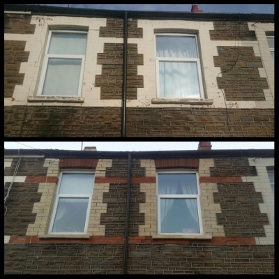 Before and after. Paint removal & Repointing.